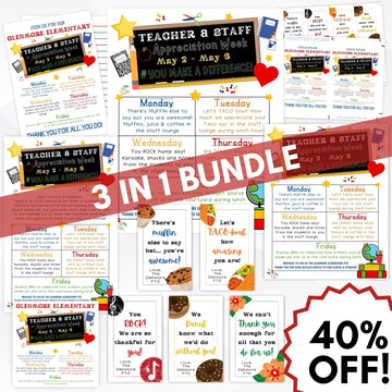 teacher appreciation week invitation sign poster flyer tag set
